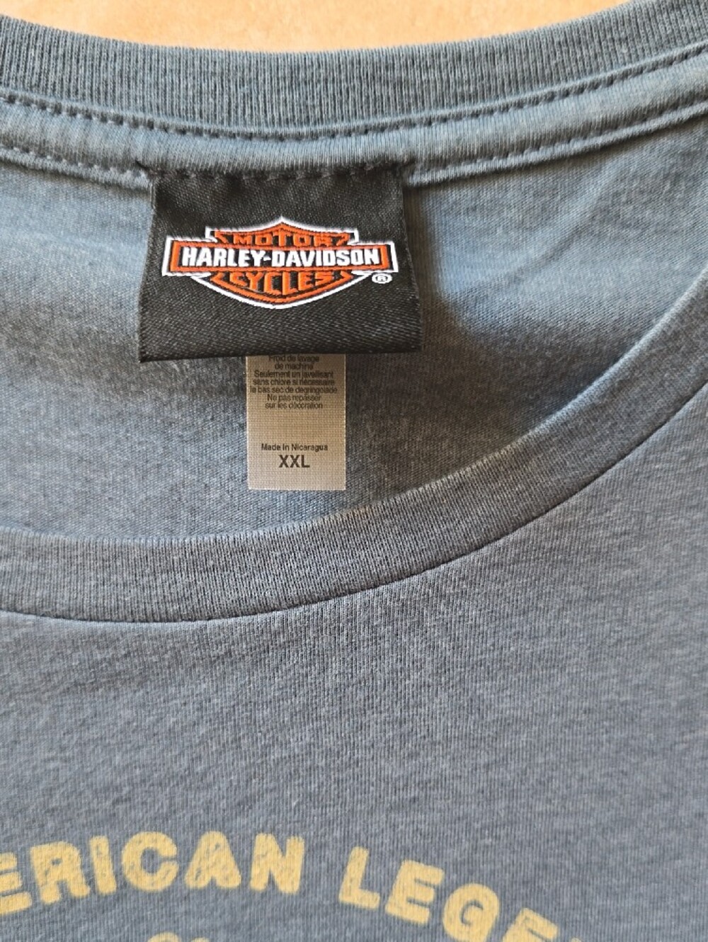 Womens XXL Harley-Davidson Gray-Blue Short Sleeve Tee w/ Orange & Cream Graphic - Picture 2 of 5